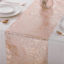 1 Stück Tischläufer aus Rosegold-Mesh, elegant & modisch, personalisiert hochwertig, minimalistisch & einfach, geeignet für Wohnzimmer, Esszimmer, Schlafzimmer Dekoration, schützt und dekoriert Geschirr, perfekt für Muttertag, Vatertag, Valentinstag Feiern, tägliche Familientreffen, Freundschaftsessen - Roségold - Übersicht 6