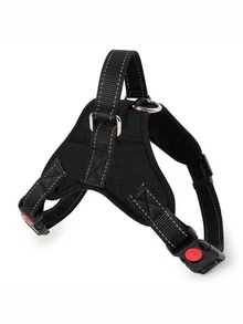 适用于小型、中型和大型犬的狗狗胸背带，反光防拉扯设计，透气材质，带提手 - 黑色 - 查看 5
