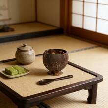 1 chiếc cốc làm từ vỏ dừa tự nhiên, cốc đựng tráng miệng/kem tái sử dụng được, có đế. - màu đen - Xem 4