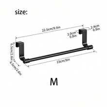 1pc Black Stainless Steel Towel Rack, No Drilling Required Hanging On Cabinet Door, Fits 0.74 Inch Thick Door, Space-Saving Dishcloth Hanger, Kitchen Accessory, Home Decor, Bathroom Storage Rack, Back To School Essential - Black - View 15