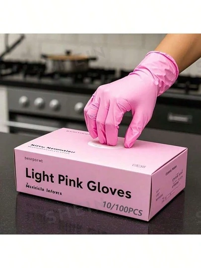 100 pezzi Guanti monouso in nitrile senza polvere, colore rosa intenso, disponibili in S/M/L/XL, guanti resistenti per pulizie domestiche per cucina, bagno, pulizia, tatuaggi, bellezza, tintura per capelli, animali domestici, saloni, forniture per la pulizia, strumenti per la casa, guanti rosa in nitrile [senza scatola]