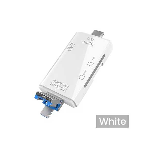 1 pieza Lector de tarjetas multifunción universal de alta velocidad tipo C 5 en 1 con interfaz USB/TF/SD, estilo portátil de negocios, compatible con teléfonos y computadoras de las series //15/16/17, adecuado para oficina, estudio y transferencia al aire libre