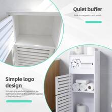 BorealBear 1 PC Independent White Bathroom Cabinet, Toilet Paper Storage Cabinet, Multi-Tier Storage Shelf, Made Of Durable Wood-Plastic Material, With Door For Moisture And Dust Prevention, Suitable For Small Spaces, Bathroom Towels, And Toiletries Storage - 白色Double doors pro - 查看 3