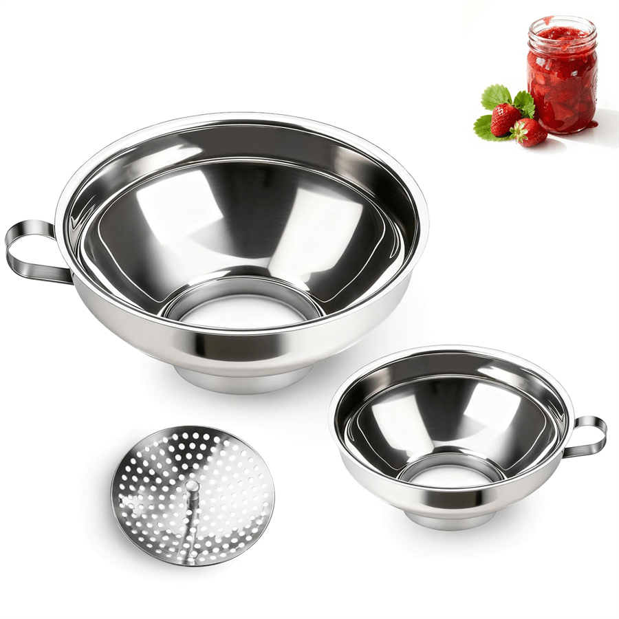 3pcs Metal Funnel Set - Wide Mouth Design, Suitable For Mason Jars, Dishwasher , Anti-Spill, Kitchen Canning, Sauce (Compatible With Standard & Wide Mouth Jars)