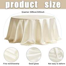 10pcs Round Satin Tablecloth For Wedding, Party, Home Decor, Hotel Events - Romantic, Engagement, Classic Style,Multiple Colors Are Available For Selection,Diamter 305cm/120inch - 玫瑰金 - 查看 2
