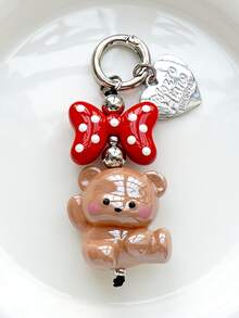 New Arrival Cute Cartoon Kicking Bear, Bow, Heart Shaped Phone Charm, Keychain - Multicolor - View 4