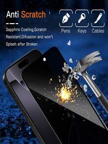 6-In-1 Privacy Screen Protector Tempered Glass With Rear Camera Glass Film Compatible With IPhone 17/16/15/14/13/12/11 Pro Max 3pcs Anti-Peep Front Glass Film With 3pcs Camera Lens Glass Film Explosion Proof And Scratch Resistant Anti-Spy Protective Film - Light Grey - View 6