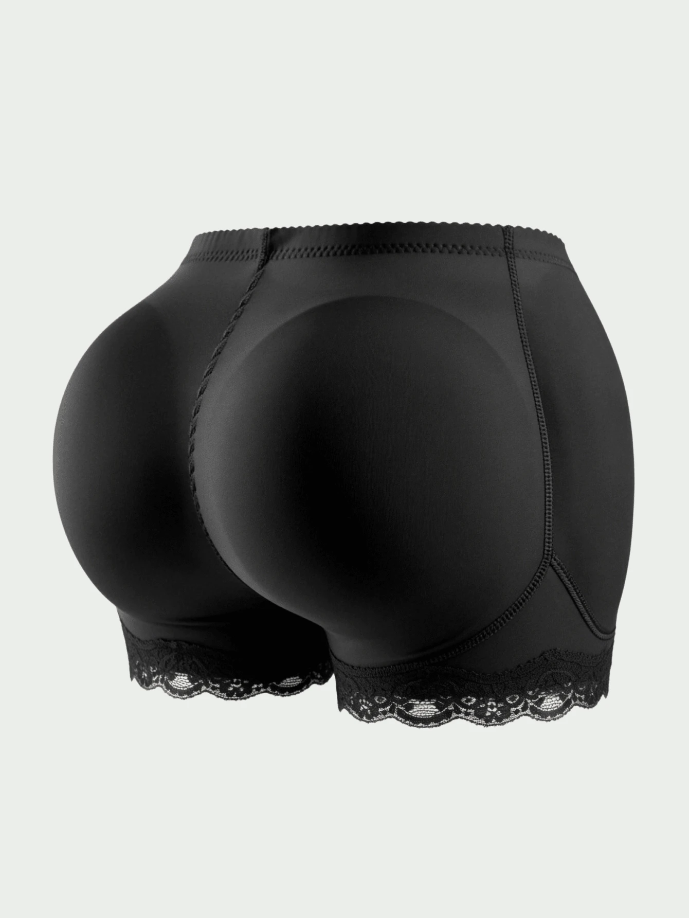 Women Padded Butt Lifter Shorts,Lace Shapewear Shorts With Butt Pads,Sexy Figure Shaping Seamless Tummy Control Panties - 黑色 - 查看 1