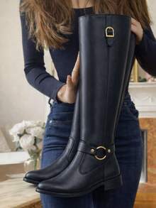 Women's Riding Boots, Tall And Long Shaft, Elegant For Horseback Riding And Galloping. - 黑色 - 查看 2