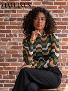Women's Long-Sleeved Animal Print Blouse In Tulle - Copacabana - Xem 2