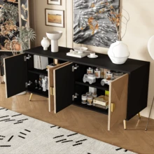 High-Quality 4-Drawer Rattan Cabinet With Solid Wood Handles - Suitable For Bedroom, Living Room, Dining Room, Hallway - Dimensions: W80/H80/D38 Cm - Black, Wood - View 6