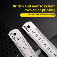 1m/39,4 pulg. Regla de acero inoxidable, gruesa y durable, escala métrica e imperial de alta precisión, resistente a la oxidación, portátil, diseño elegante - regla, regla de acero - Ver 3