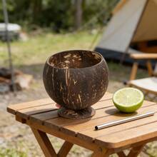 1 chiếc cốc làm từ vỏ dừa tự nhiên, cốc đựng tráng miệng/kem tái sử dụng được, có đế. - màu đen - Xem 5