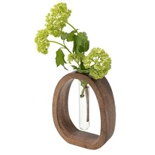 Solid Frame Glass Test Tube Vase, Modern Wooden Glass Test Tube Vase Desk Hydroponic Plant Modern Decorative Hydrophilic Plants Vases Suitable For Home And Office Use Small Size (Small) - B - Xem 1