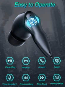 H03 无线游戏耳机 - 低延迟蓝牙 5.3 耳机 3D 立体低音蓝牙耳机 入耳式降噪麦克风 大容量电池耳机 - 查看 6