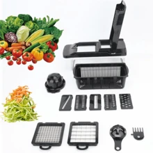 14-In-1 Black Multi-Function Vegetable Chopper - Non-Slip Bottom Design, Easy To Use And Clean, ABS Material With Container, Kitchen Cutting Tool - Universal Food Prep Tool For Home Chefs - Multicolor - View 11