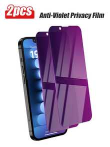2 miếng kính cường lực chống nhìn trộm màu tím, chống ánh sáng xanh, bảo vệ quyền riêng tư, tương thích với iPhone 11/12/13/14 Pro Max/15 Pro Max/16/16 Plus/16 Pro/16 Pro Max/16e/17/17 Air/17 Pro/17 Pro Max - Màu tím - Xem 24