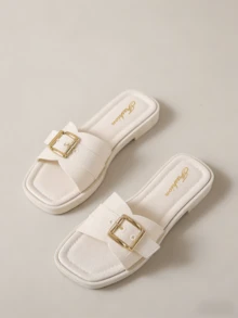 Sandales femme abricot, sandales femme à boucle, nouvelles sandales d'été femme, sandales mode femme, sandales élégantes femme, minimaliste classique personnalisé, doux confortable respirant, design boucle métal, style plage et resort, sandales pour usage quotidien, sandales femme - Nude - Voir 7