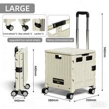 Xe đẩy mua sắm gấp gọn đa năng, xe đẩy hàng tạp hóa di động nhẹ có tay kéo, thích hợp cho bán hàng rong, cắm trại, xe đẩy tay gấp gọn tiện dụng, xe đẩy mua sắm di động có hộp đựng, có nắp đậy, giỏ 4 bánh xoay, thích hợp cho hàng tạp hóa, văn phòng, hành lý, giáo viên. - Nhiều màu - Xem 27