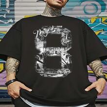 Personalisierte produkte,playeras de hombre,playeras para hombre,playeras de algodón para hombre,playeras Lavable en Máquina Camiseta para Hombre Negra Cuello Redondo Estampado 180g Algodón 100% Modelo Básico Suelto Transpirable Combinable Imperdible Verano Tallas S-3XL - Multicolor - Ver 1