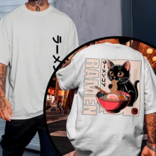 Camiseta P ao G5 Com Plus size Estampada Over Confortável Aproveite Ramen - Branco - Visão 1