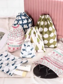 New Linen Drawstring Storage Bag, Clothes Organizer Bag, Travel Luggage Shoe Pouch, Miscellaneous Underwear Bag - View 2