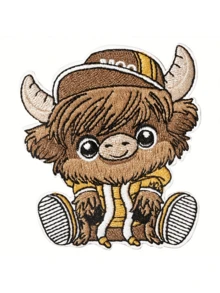 1 片可爱高地奶牛刺绣熨烫贴片 - 4 种款式可选：围巾奶牛、格子衬衫奶牛、棒球帽奶牛、蝴蝶奶牛。可熨烫或缝制在衣服、背包、帆布包上进行 DIY 装饰 - 非常适合作为节日礼物、奶牛主题装饰和手工爱好者的作品 - 高地牛 - 查看 13