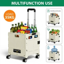Xe đẩy mua sắm gấp gọn đa năng, xe đẩy hàng tạp hóa di động nhẹ có tay kéo, thích hợp cho bán hàng rong, cắm trại, xe đẩy tay gấp gọn tiện dụng, xe đẩy mua sắm di động có hộp đựng, có nắp đậy, giỏ 4 bánh xoay, thích hợp cho hàng tạp hóa, văn phòng, hành lý, giáo viên. - Nhiều màu - Xem 8