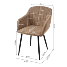 Goeurvant Contemporary Vertical-Stripe Upholstered Dining Chairs With Armrests & Metal Legs For Dining Room, Kitchen, Living Room - Set Of 2 / Set Of 4 / Set Of 6--Coffee-Chenille - Coffee - 查看 9