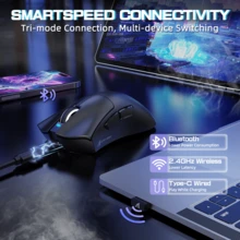 ATTACK SHARK V3 Pro 无线游戏鼠标，带磁吸充电底座：62克超轻 - 1000Hz 轮询率 - 25,000 DPI - PAW3311 传感器，有线/蓝牙/2.4GHz 可编程，BK52820 IC - 查看 6