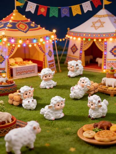Bộ 1/3/6 món - Đồ trang trí bánh hình cừu dễ thương, tượng cừu mini, thích hợp cho tiệc trẻ em, tiệc mừng em bé, tiệc sinh nhật và trang trí lễ Eid Al-Fitr.