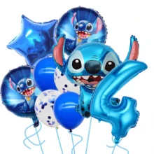 史迪奇主题生日派对装饰，蓝色铝箔数字气球，适用于生日和一周岁生日派对装饰，家居礼物 - 如圖 - 查看 12