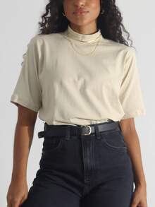 Kit 3 Women's T-Shirt Turtleneck Blouse 100% Cotton T-Shirt - Rỉ Nâu - Xem 6