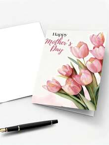 2 tấm thiệp chúc mừng Ngày của Mẹ kèm phong bì, thiết kế hoa lá sáng tạo và lời nhắn nhủ đầy trân trọng: "Người phụ nữ xinh đẹp nhất, tình yêu không bao giờ đến muộn. Hoa tulip hồng" "Lời tỏ tình lãng mạn nhân Ngày của Mẹ, dịu dàng và thanh lịch; Hoa ly" - D - Xem 3