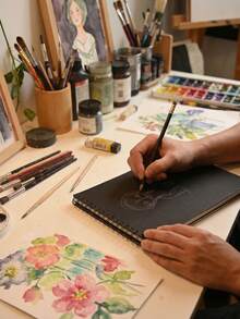 Bộ giấy vẽ cao cấp & sổ tay lò xo - Giấy vẽ 4K 100g 100 tờ + Sổ tay lò xo đen A5 A6 160g giấy dày dành cho họa sĩ, sinh viên, nhà văn và người làm mỹ thuật. - Nhiều kiểu dáng - Xem 2