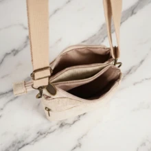 Multiple Compartments Jacquard Crossbody Phone Bag - Bohemian With Adjustable Zipper - Apricot - View 4