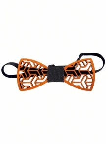 1件时尚创意木质镂空领带 - 适合日常搭配和婚礼场合 - 彩色 - 查看 8