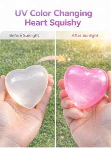 Color-Changing Heart-Shaped Soft Fidget Toy, Sensory Squeeze Stress Relief Toy, Cute Jelly Decompression Toy, Suitable For Office & Home Gifts - Color-changing Heart Pinch - View 3