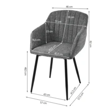 Goeurvant Contemporary Vertical-Stripe Upholstered Dining Chairs With Armrests & Metal Legs For Dining Room, Kitchen, Living Room - Set Of 2 / Set Of 4 / Set Of 6--Slate Grey-Chenille - 板岩灰 - 查看 9