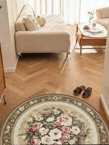 1pc Floral Half-Circle Doormat, Small Rug, Welcome Mat, Carpet, Fan-Shaped Rug, Outdoor Doormat, Kitchen Rug, Home Decor, Front Door Mat, Area Small Rug, Outdoor Mat, Home Decor, Area Rug, Garden Rug, Washable Carpet - Multicolor B - View 2