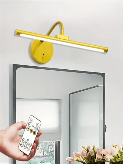 1pc LED Wall Light, Rechargeable Remote Control Light, Adjustable Magnetic LED Art Painting Light Strip With 3 Color Temperatures, Goose Neck Light Body 360 ° Adjustment, Used For Lighting Display In Galleries, Living Rooms, Bedrooms, Corridors, And In Front Of Mirrors (Excluding Batteries)