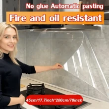 1片厨房防油贴纸 - 无胶静电型 / 厨房专用透明防污墙贴 / 耐热、防溅、防污、防油厨房墙面保护膜，高清透明防水防油保护膜，耐热、防水、易清洁墙纸 - 查看 4