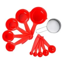 10/11pcs/Set Plastic Measuring Cups And Spoons Set, Khaki, Black, Gray, Pink, Red, White Measuring Cups And Spoons, Cooking And Baking Measurement Set, 5 Measuring Cups And 5 Measuring Spoons With Level, For Dry And Liquid, Easy Grip, Nested Design, Kitchen Measuring Tools, Small Appliances - 11-piece Set - View 15