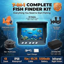 7-In-1 HD Underwater Fishing Camera & Monitor Kit - 4X Optical Zoom, IP68 Waterproof, Night Vision Fish Finder, Long Battery Life, Portable Fishing Gear For All Waters - 套裝 - 查看 2