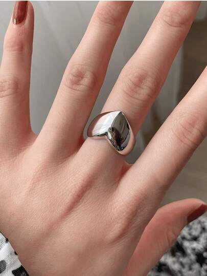 1 pieza Anillo abierto con forma de corazón de aleación de zinc personalizado y elegante para mujeres, adecuado para uso diario, fiestas, joyería de verano como regalo