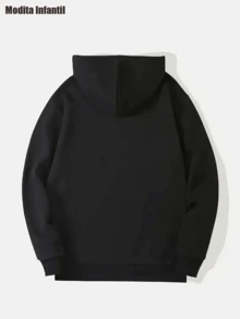 KID003 Sudadera con capucha para niños Casual y cómodo Ropa diaria Sudadera con mensaje inspirador "PORQUE NO HAY NADA IMP" - Negro - Ver 2