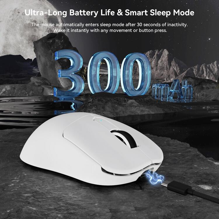 ATTACK SHARK MAMBASNAKE M3 Wireless Gaming Mouse, 39g Ultra-Lightweight BT/2.4GWireless/Wired Gaming Mouse, PAW3395PRO 40K DPI Optical Sensor, 200Hrs Battery, Office Mice - View 6