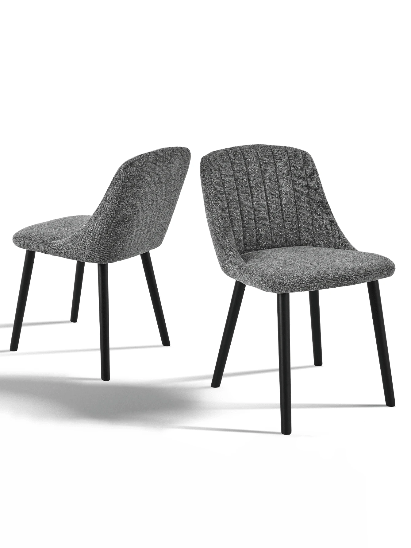 Modern Minimalist Vertical-Stripe Upholstered Dining Chairs With Ergonomic Back & Solid Wood Legs For Living Room, Kitchen, Bedroom - Set Of 2 / Set Of 4 / Set Of 6--Grey Green-Chenille - Grey Green - View 1