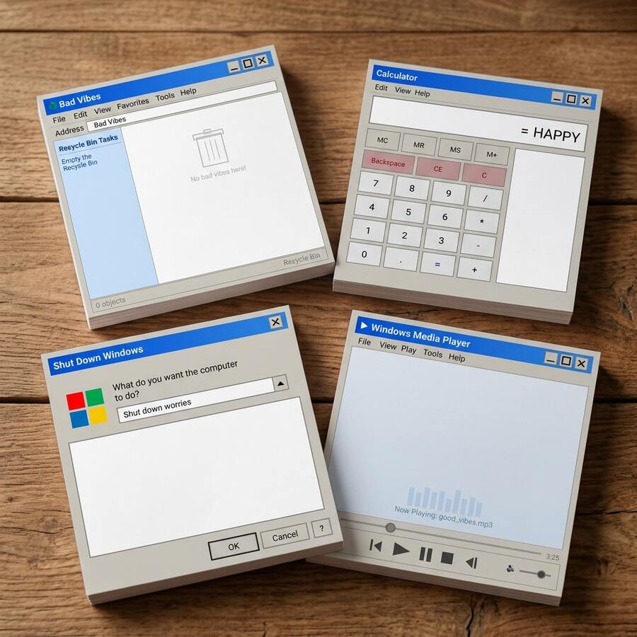 3件套复古电脑绘图板，即时通讯便签本 - 3x3英寸，50张，独特创意备忘录 - 学生和教师礼物