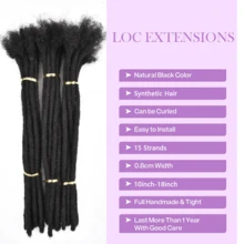 Tóc giả nối kiểu dreadlock Teresa, tóc giả dạng loc, chiều rộng 0.8cm (10 inch), 15 sợi tóc thật. - màu đen - Xem 2